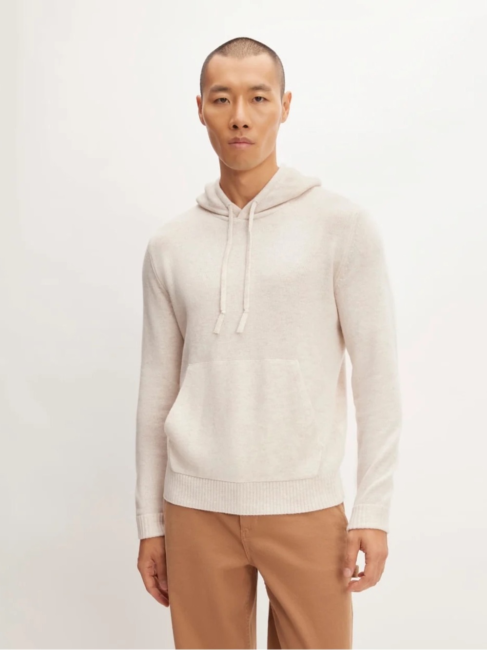 Everlane Heathered Oat The Felted Merino Slim Fit Hoodie Sweater Size Small